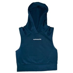 Alphalete Cropped Top with Hoodie in Navy Blue✨